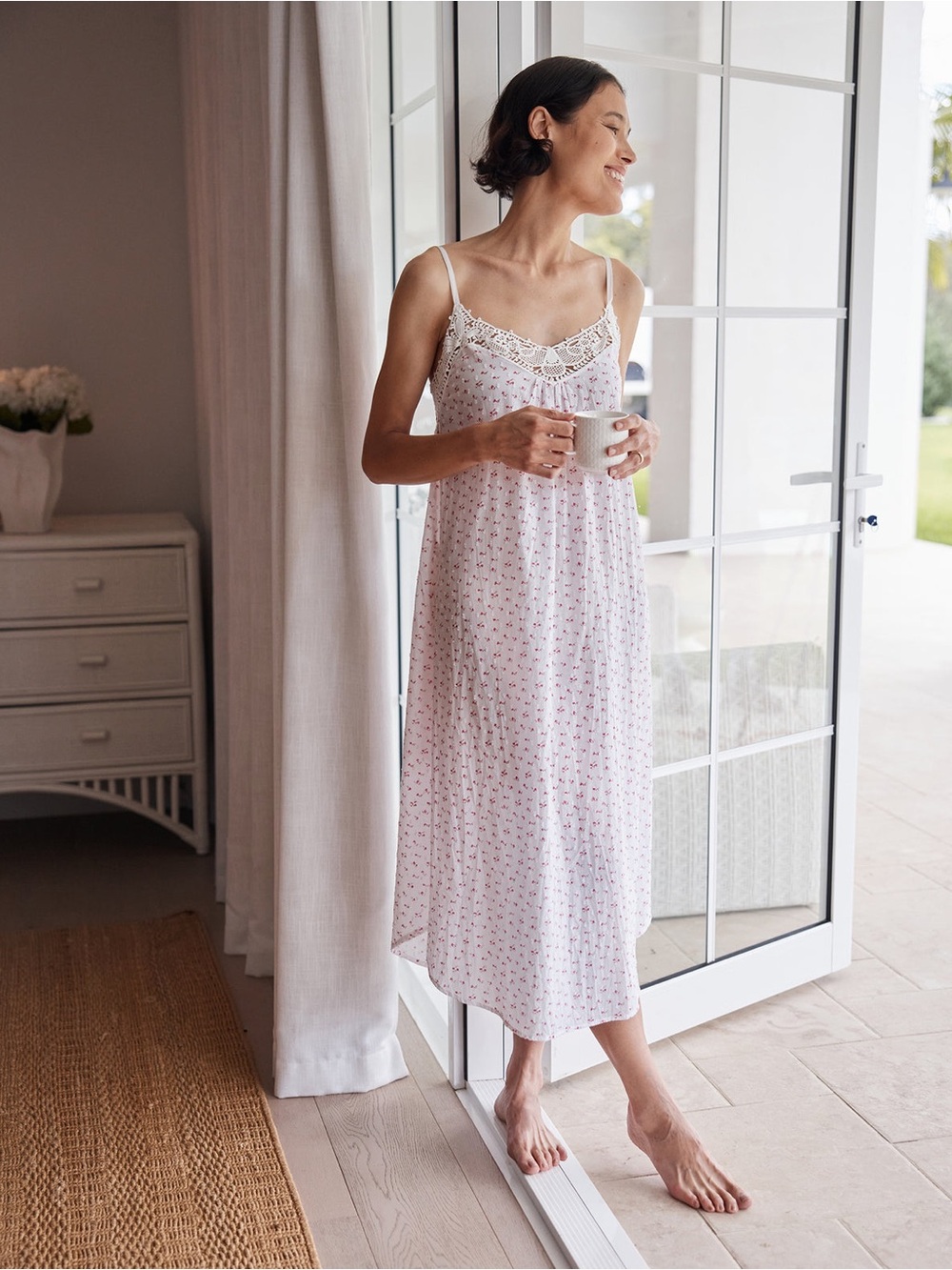 Papinelle Swiss Dot Lace Front Maxi Nightgown